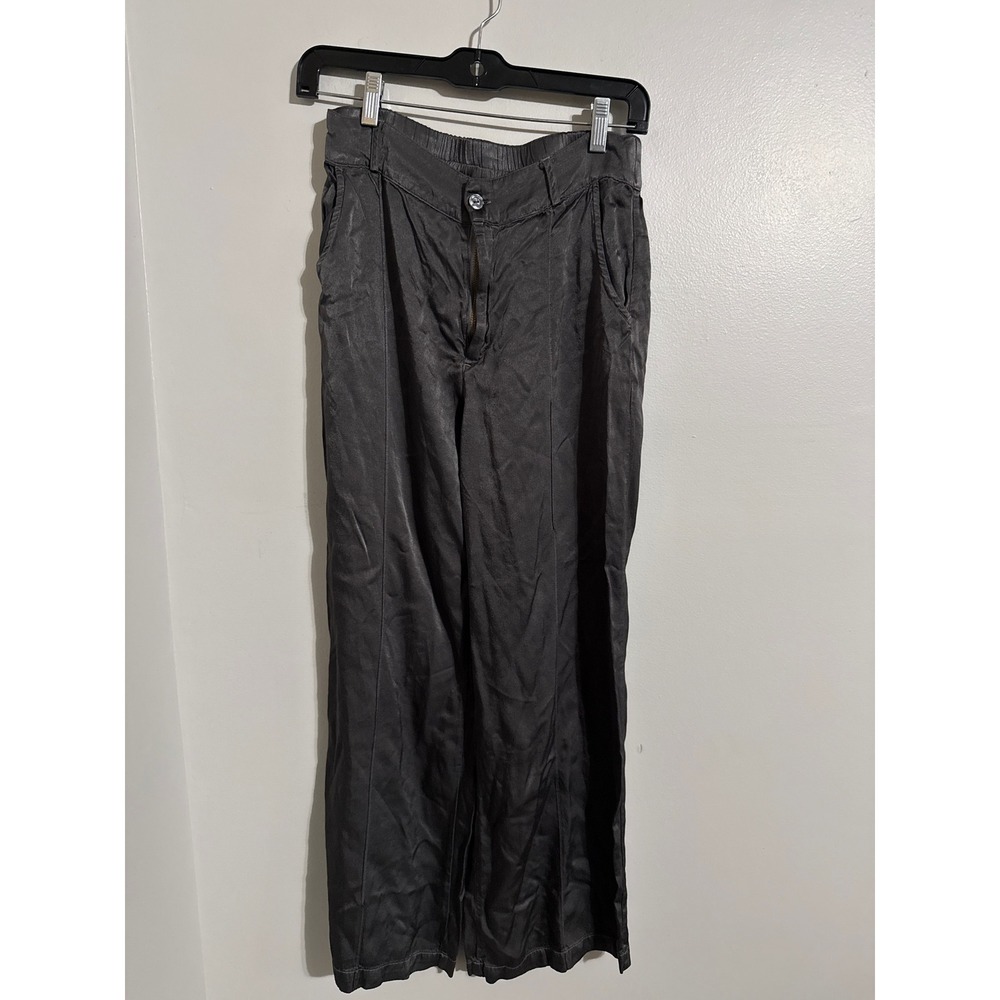 YFB Young Fabulous & Broke Charcoal Grey Silky Wide Leg Pants Women's Size M